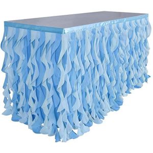 -Gemengde Blauwe Tafel Rok Verstoorde Tabel Rok Rechthoekige Of Ronde Tafel Rok Wilg Tafel Rok Baby Shower Verjaardag bruiloft