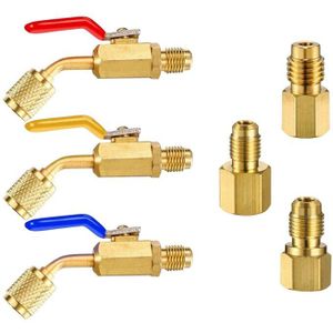 6 Pcs Airconditioning Koelmiddel Schuine Compacte Bal Valve1/4Inch Voor R410A R134A R12 R22 Ac Hvac