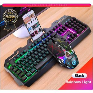 Gaming Toetsenbord En Muis Bedraad Metalen Toetsenbord Rgb Backlight Toetsenbord Muis Combo Set Gamer Kit 4000Dpi Stille Gaming Muis set