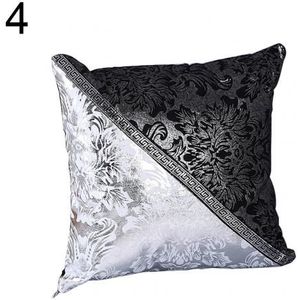 Luxe Vintage Zwart En Zilver Decoratieve Kussenhoes Bloemen Kussensloop Voor Auto Sofa Decor Kussensloop Thuis Kussenslopen