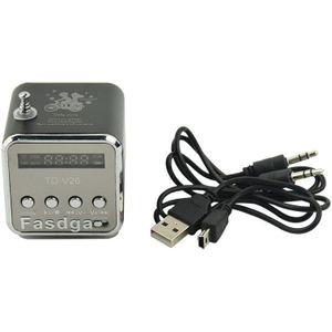 Fasdga TD-V26 Draagbare Mini Speaker Met Digitale En Micro-Sd/Tf/Usb/Fm-Zwart