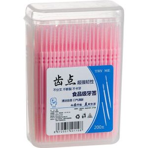 200 Stuks Dental Floss Interdentale Tandenstoker Borstel Met Doos Zachte Dubbele Hoofd Siliconen Tanden Stick Oral Care Tandenstokers Floss Pick