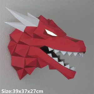Een Lied Van Ijs En Vuur 3D Papier Puzzels Model Kleurrijke Dragon Head Home Wanddecoratie Puzzels Educatief Speelgoed Papercrafts