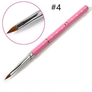 Roze Draagbare Lightweigt Slim Nail Art Acryl Borstel Metalen Handvat Met Diamond Kolinsky Magic Hair Potlood Voor Diy Nail Art