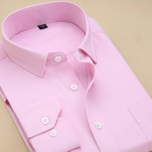 Lange Mouwen Effen Roze Mannen Dress Shirts Slim Fit Casual Sociale Shirt Mannelijke Kleding Aziatische Maat Xl/41
