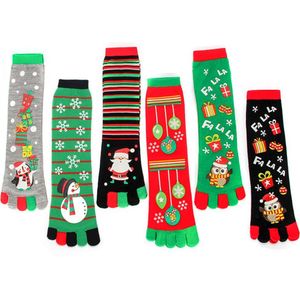 Vrouwen Grappige Gedrukt Teen Sokken Mode Katoen Vijf Vingers Sokken Casual Soft Multicolor Sokken Vrouwen Kerst Sok