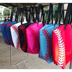 Roze Geel Softbal Wit Baseball Sieraden Verpakking Blanks Kinderen Katoen Sport Tassen Honkbal Softbal Tote Tas Voor Kinderen