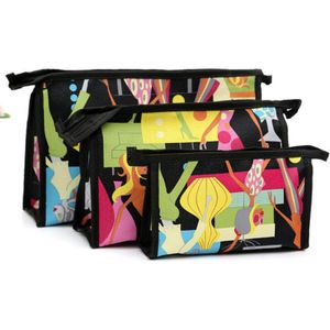 UOSC Stijl 3pcs Cosmetische Tas Toilettas Reizen Wassen Make-Up Case Houder Pouch Kits Set Lederen Materiaal Travel Make tas viaje