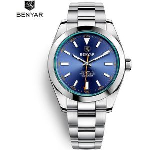 Benyar Top Brand Mannen Automatische Horloges Rvs Mannen Mechanische Horloges 100M Waterdicht Casual Business Horloge
