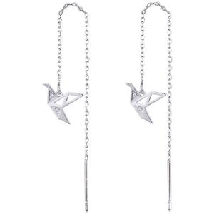 Zilveren Kleur Leuke Dierlijke Vogel Earring Duizend Papier Crane Earring Voor Vrouw Meisjes