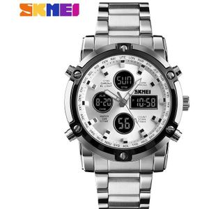 Rvs Heren Digitale Horloge Luxe Skmei Mannen Horloges 3 Tijd Lichtgevende Elektronische Horloge Waterdicht Alarm Klok