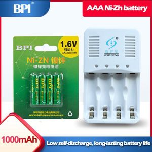 4 Stuks 1.6V Aaa 1000mWh Ni-Zn Nizn Oplaadbare Batterij Set + 1Pcs Smart Charger Met Kabel voor Ni-Zn Ni-Mh Aa Aaa Batterij