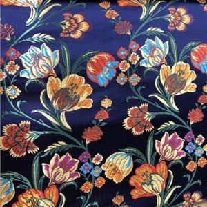 CF1137 Rood/Gouden/Blauw Bloemen Jacquard Zijde Brokaat Stof Chinese Cheongsam Kleding Jurk Jas Stof Diy Naaien Zijde stof