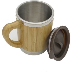Natuurlijke Bamboe Mok met Roestvrijstalen Voering Creatieve Vacuüm Cup Koffie Melk Mok Met Deksel reizen Mok