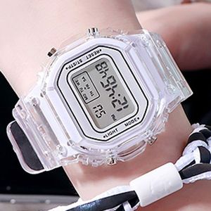 Vrouwen Horloges Led Waterdichte Transparante Band Beweging Leisure Gecontracteerd Mode Digitale Horloges Multifunctionele