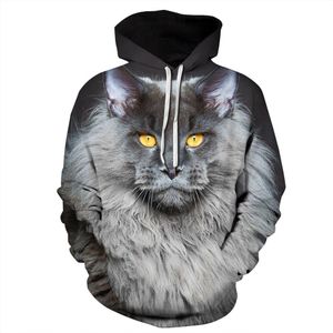 Vrouwen/Mannen Sport Hoodies Oversized Athleisure Trui Kat Print Losse Sweatshirt S-XXXL Workout Running Fietsen Hooded Sportwear