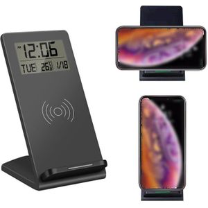 Snelle Draadloze Oplader Beugel Power Bank Laders Elektronische Led Desktop Opladen Telefoon Houder Met Digitale Wekker