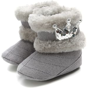 Pasgeboren Baby Baby Meisjes Winter Warm Crown Fur Mid-Kalf Lengte Slip-On Harige Laarzen 0 -18M Pailletten Crown antislip Schoenen