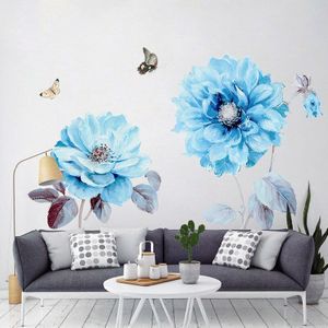 Blauwe Bloemen Vlinder Muurstickers Home Decor Art Decals Muurschilderingen voor Woonkamer Slaapkamer Decoratie