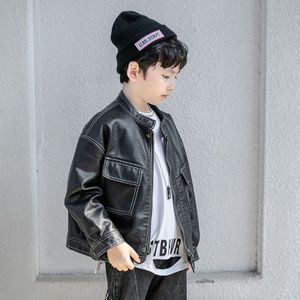 Herfst Kinderkleding Jongens Leren Jas Jongens Mode Lente Kinderen Uitloper Motorcycle Revers Pu Jas Tops Kleding