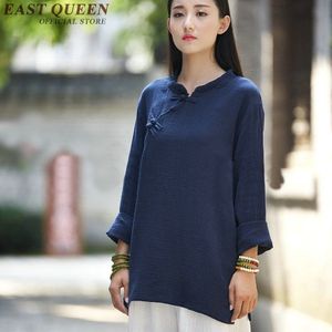 Chinese traditionele kostuum cheongsam top linnen shirt vrouwen elegante katoen en linnen mandarijn kraag blouses AA2510 YQ