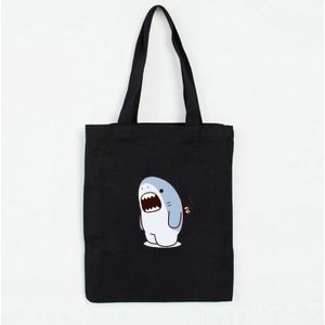 Shark Strand Cartoon Print Vrouwen Canvas Tote Bag Vrouwelijke Eco Handtas Grote Vouwen Schouder Herbruikbare Shopper Tassen