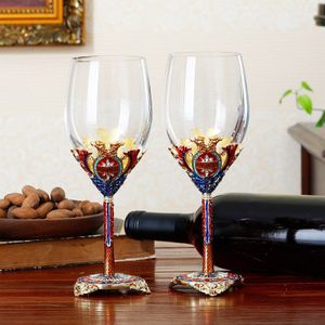 Top Grade Geëmailleerd Wijn Glazen Karaf Set Een Europese Huwelijkscadeau Voor Huishoudelijke Licht Luxe Goblet Met Loodvrij wijn Glas