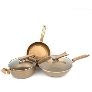 Carbon Staal Rookloze Non-stick Koekenpan Classic Golden Kookgerei Platte Omelet Pannen Roer Pot Voor Thuisgebruik