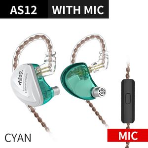 Kz AS12 12BA Balanced Armature Drives Oortelefoon Hifi Bass In Ear Monitor Headset Noise Cancelling Oordopjes Zinklegering Oortelefoon