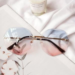 Ocean Oversized Randloze Vierkante Clear Lens Zonnebril Frame Mannelijke Zonnebril Brillen Shades Voor Vrouwen