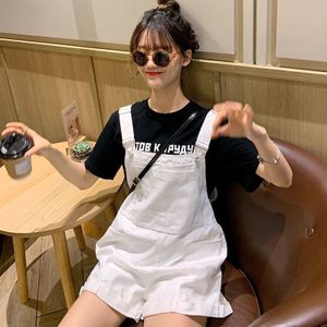 Rompertjes Vrouwen Plus Size 4XL Effen Witte Denim Speelpakjes Koreaanse Preppy Stijl Leuke Dames Basic Eenvoudige Leisure Losse Bovenkleding