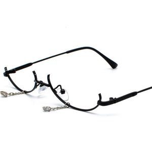 Brilmontuur Populaire Retro Lagere Half Frame Zonder Lens Dames Brilmontuur Hanger Ketting Decoratieve Glazen