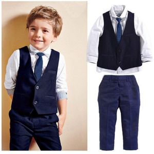 3Pcs Set Herfst Kinderen Leisure Kleding Sets Baby Boy Kleding Vest Gentleman Pak Voor Bruiloften Formele Kleding Suits
