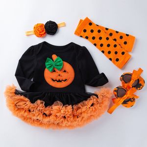 Halloween Baby Girl Kleding Voor Kids Romper Katoen Lange Mouw Peuter Pompoen Jumpsuit Tutu Jurk Kostuums