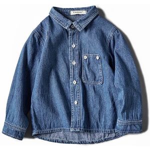 1-6 Jaar Lente Baby Kids Denim T-shirts Herfst Peuter Katoen Turn-Down Kraag Kleding Kids Jongens lange Mouwen Top T-shirts