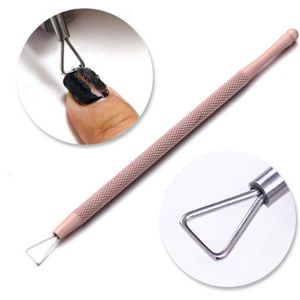 Dual-Gebruik Rose Gold Rvs Nail Clip X-Vorm Dead Skin Cuticle Pusher Nail Styling Verwijderen Nail polish Manicure Pedicure