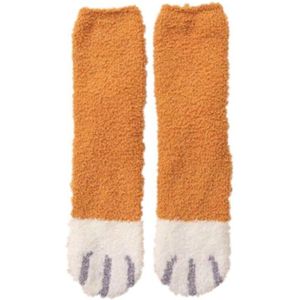 Coral Fleece Sokken Vrouwelijke Herfst Winter Buis Kousen Kat Klauwen Leuke Plus Fluwelen Verdikking Warm Slapen Vloer Slapen Sokken