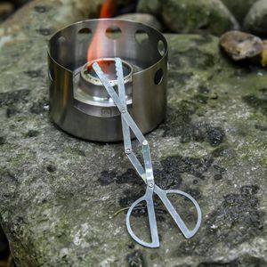 Sales! Houtskool Vuur Tang Draagbare Essentiële Zilveren Inklapbare Alcohol Brandhout Tang Voor Wandelen