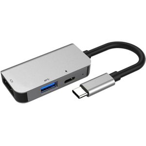 USB3.1 Hub Usb C Naar Hdmi Adapter, 3 In 1 USB-C Naar Hdmi Hub Dock Met Usb 3.0 Poort, type-C Pd Poort Opladen 3-In-1