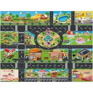 100*130CM Speelgoed Auto Mat Kaart Kids Simulatie Stad Road Kaart Waterdichte Playmat Draagbare Vloer Spelletjes