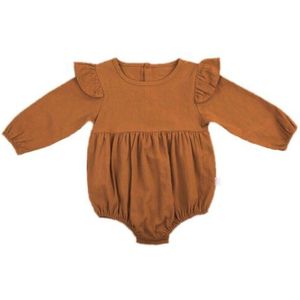 Pudcoco Effen Katoenen Baby Herfst Rompertjes Vintage Baby Meisje Romper Lange Mouw Baby Kleding 3M-3 jaar