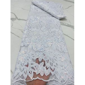 Pgc Wit Pailletten Afrikaanse Franse Kant Stof 2022 Tule Kant Materiaal Bridal Voor Nigeriaanse Trouwjurk LY193-1
