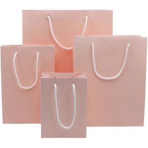 20 stks/partij Natuurlijke kraft Messing papieren zak met handvat Roze Wedding Party Favor Papier Sieraden Tassen & Zakjes