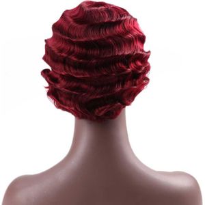 Wtb Hittebestendige Synthetische Kort Krullend Roze Leuke Pruik Voor Rode Vinger Golven Vrouwen Afrikaanse Afro Korte Haar Pruik