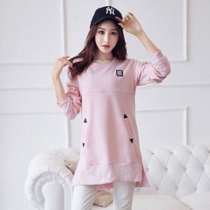 Herfst Moederschap Tee Shirts Losse Verpleging Kleding Tops Voor Zwangere Vrouwen Borstvoeding T-shirt Met Zakken Zwangerschap Kleding