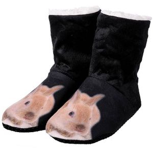 Mntrerm 2022 Vrouwen Leuke 3D Print Slippers Strand Dikke Warme Winter Slippers Zapatos Mujer Thuis Indoor Pluche Platte Met