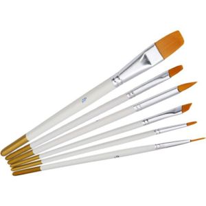 6 Stks/set Wit Staaf Nylon Pen Multifunctionele Borstel Kunst Levert Voor Leren Diy Olie Acryl Schilderen Art Penselen Levert