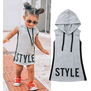 1-6T Baby Meisje Kleding Hooded Jurk Voor Kinderen Meisjes Jurken Zomer Tuniek Kinderen Kid Brief Jurk Casual party Zonnejurk