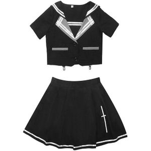 Dark Japanse Jk Uniform College Stijl Geplooide Rok + Top Pak Matrozenpakje Twee Stuk Navy Kraag Vrouwelijke Student cos Loli