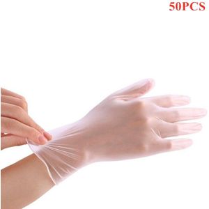 50Pcs/100Pcs Wegwerp Handschoenen Transparant Antislip Zuur En Alkali Laboratorium Pvc Vinyl Handschoenen Voedsel Veiligheid voor Huis Schoonmaken